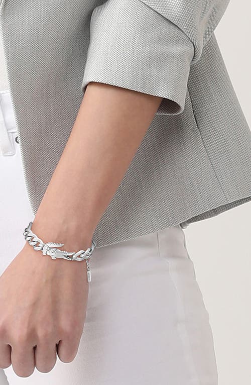 Lacoste Crocodile Chunky Chain Bracelet In Gray