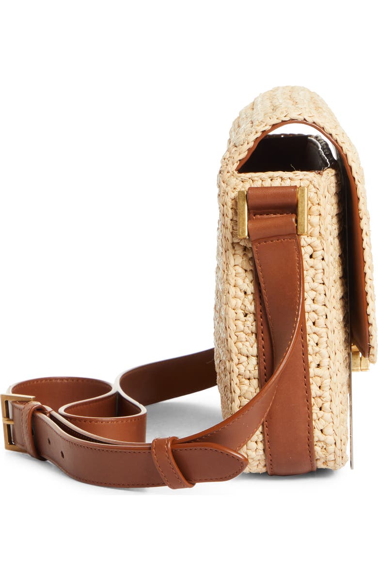 Saint Laurent Medium Solferino Raffia Shoulder Bag, Alternate, color,