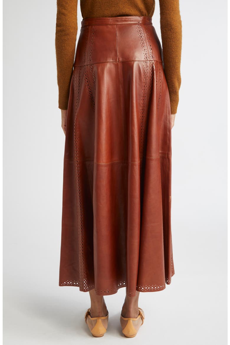 Aninda Eyelet Trim Leather A-Line Skirt, Alternate, color, WENGE