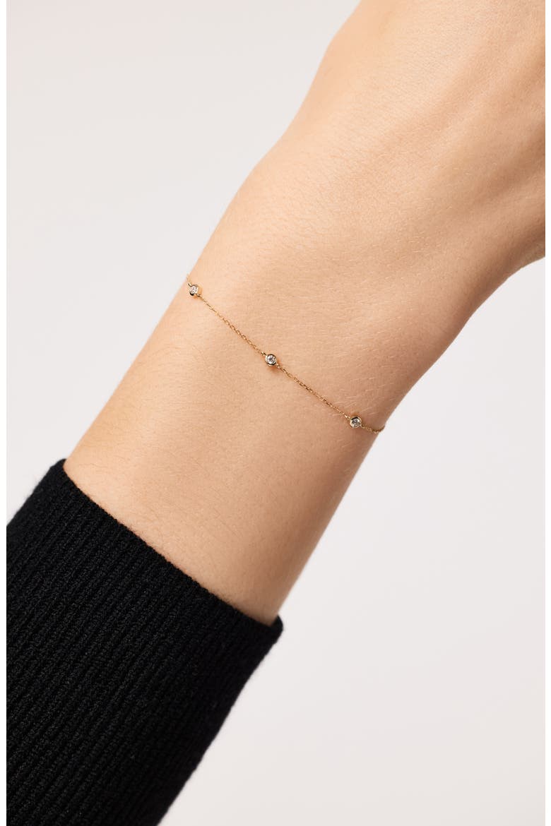 Solid Yellow Gold - Diamond Station Bracelet, Alternate, color, Gold