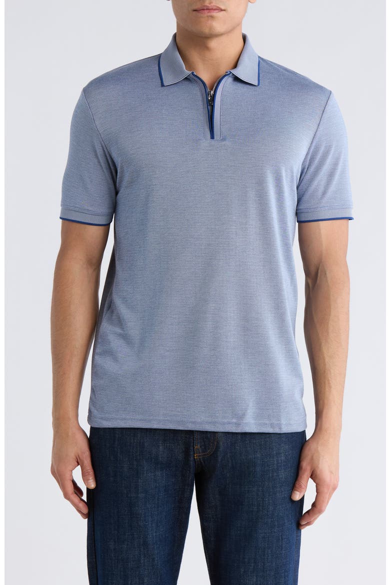 Tipped Quarter Zip Knit Polo, Main, color, NAVY
