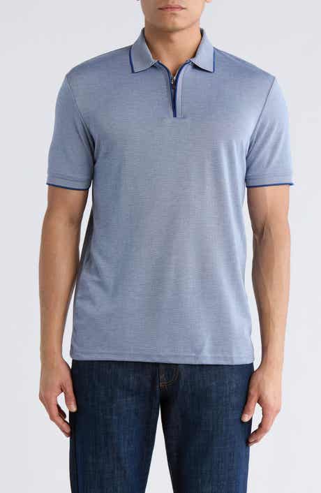 DENIM AND FLOWER Tipped Quarter Zip Knit Polo