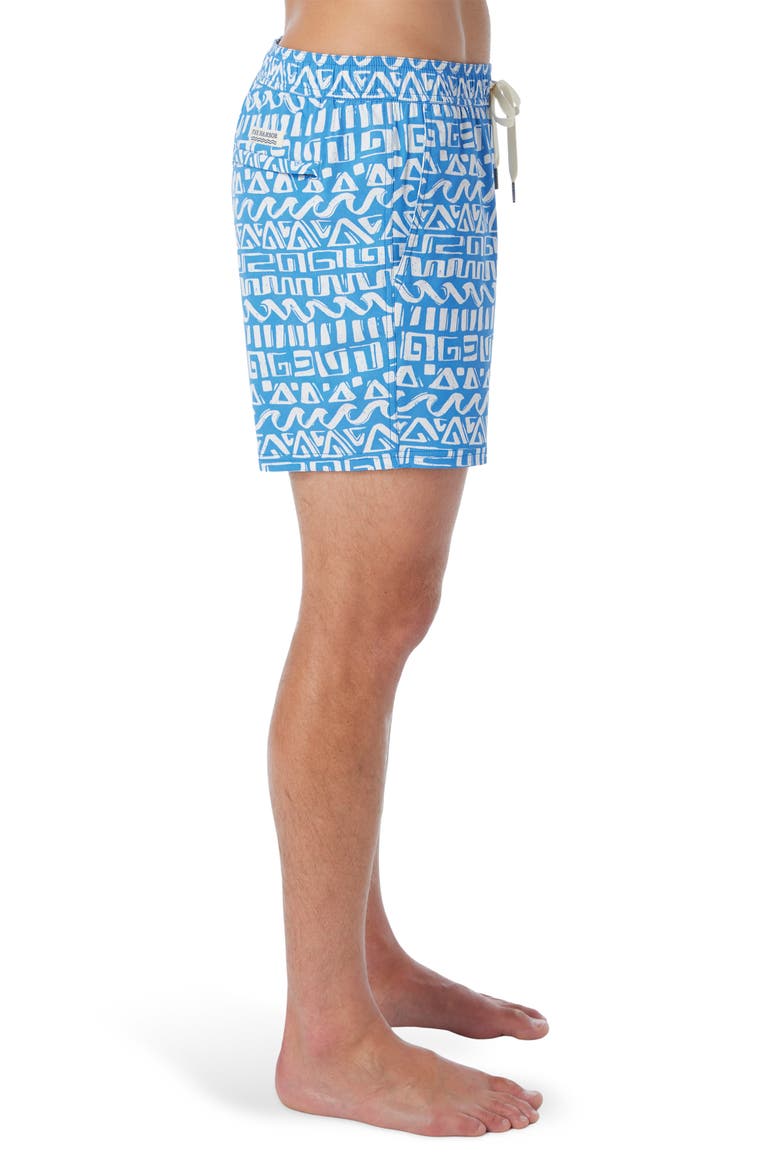 The Bungalow Water Repellent Swim Trunks, Alternate, color, BLUE WATER WAVES