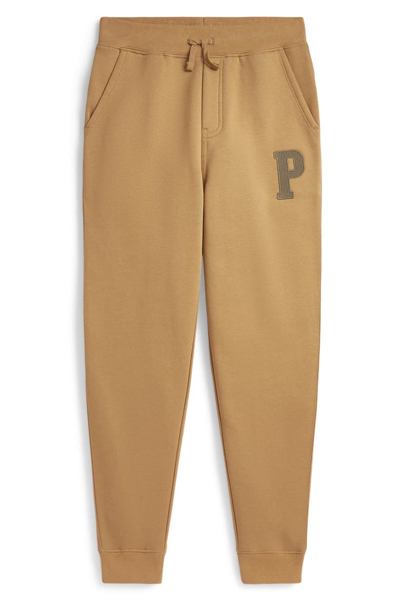 Kids' Logo Patch Fleece Joggers, Main, color, CAMEL
