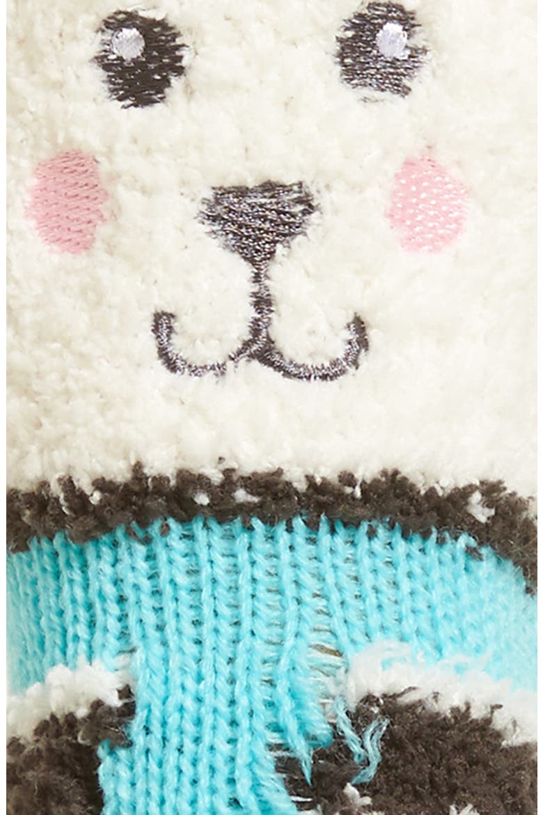Stripe Plush Socks, Alternate, color, CHARCOAL POLAR BEAR