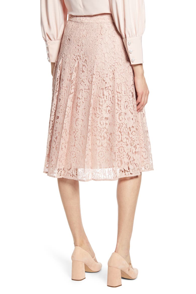 x Atlantic-Pacific Pleated Lace Skirt (Nordstrom Exclusive), Alternate, color, PINK SMOKE