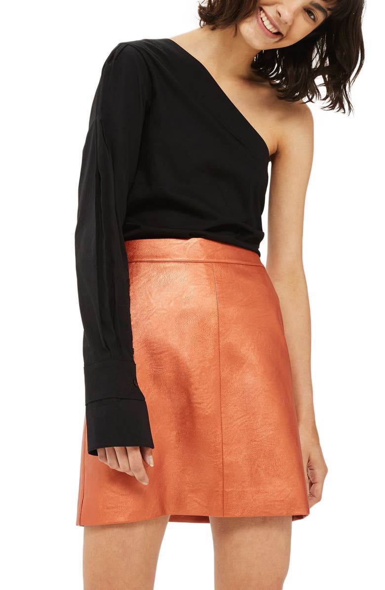 Topshop Faux Leather Skirt, Main, color, 