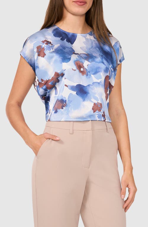 Halogenr Halogen(r) Printed Charmeuse Top In Blue Fog