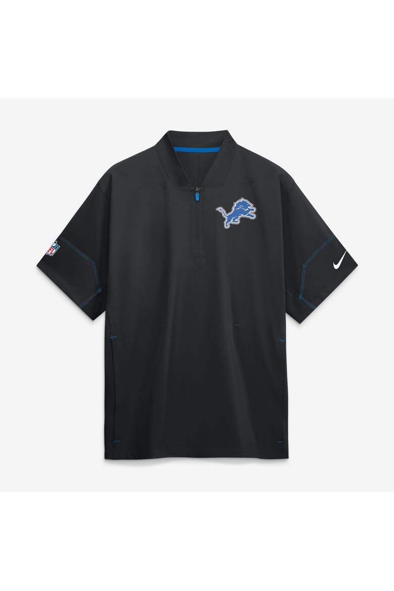 Men's Nike Black Detroit Lions Sideline Short Sleeve Quarter-Zip Coaches Jacket, Main, color, Black