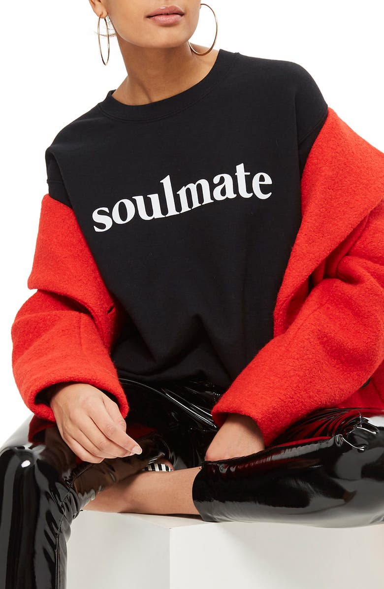 Topshop Soulmate Graphic Sweatshirt, Main, color,