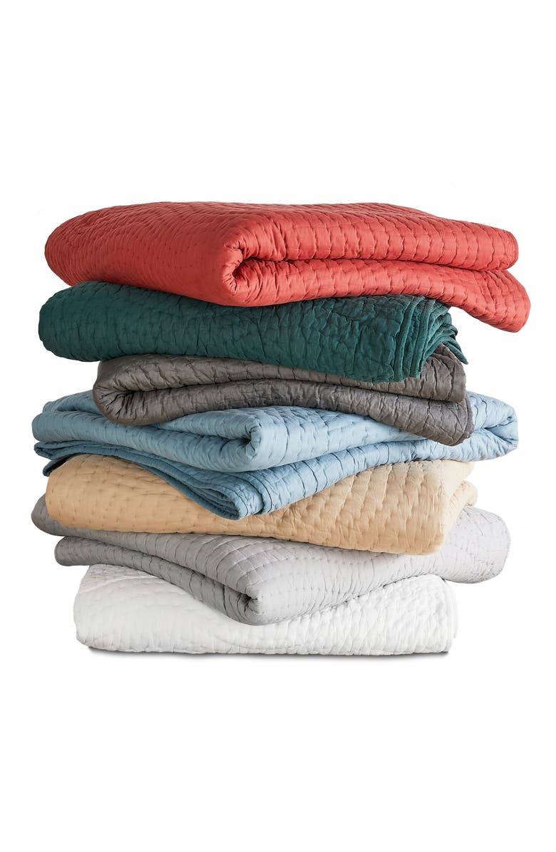 MELANGE HOME Voile Solid Cotton Quilt & Sham Set, Alternate, color, Burgundy