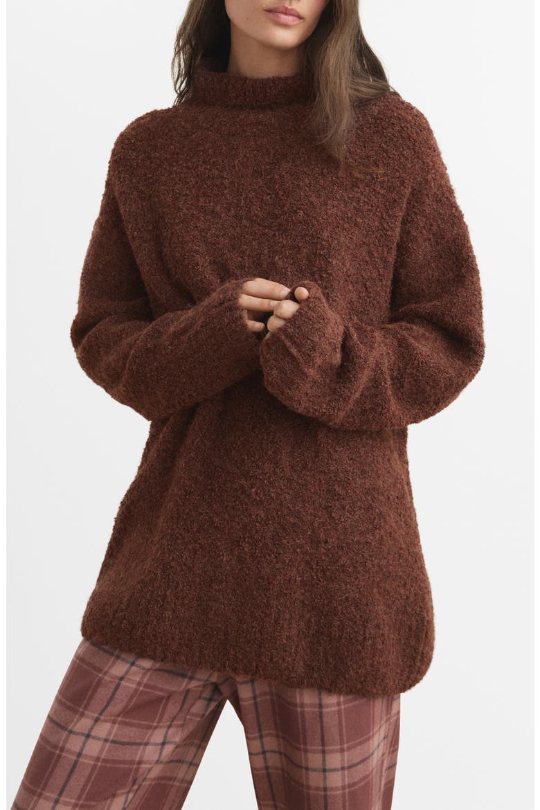 Bouclé Turtleneck Sweater, Main, color, COGNAC