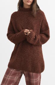 MANGO Bouclé Turtleneck Sweater