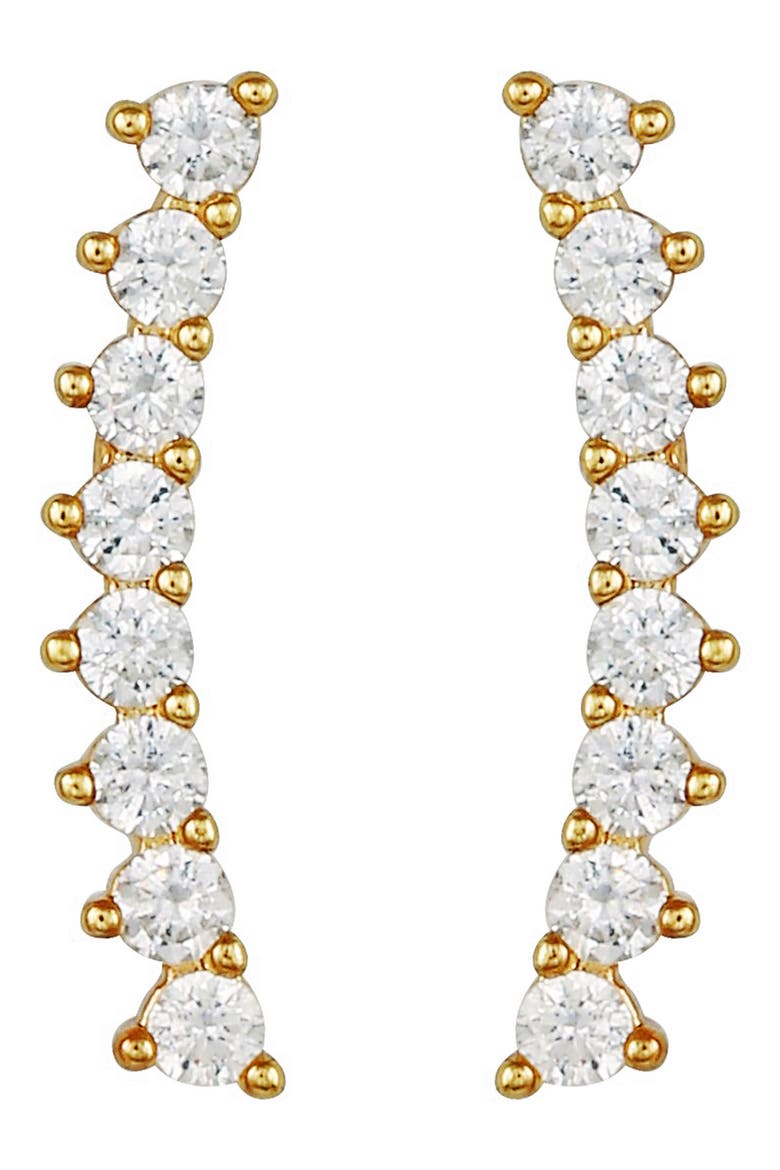Cubic Zirconia Ear Climbers, Main, color, GOLD/ CRYSTAL