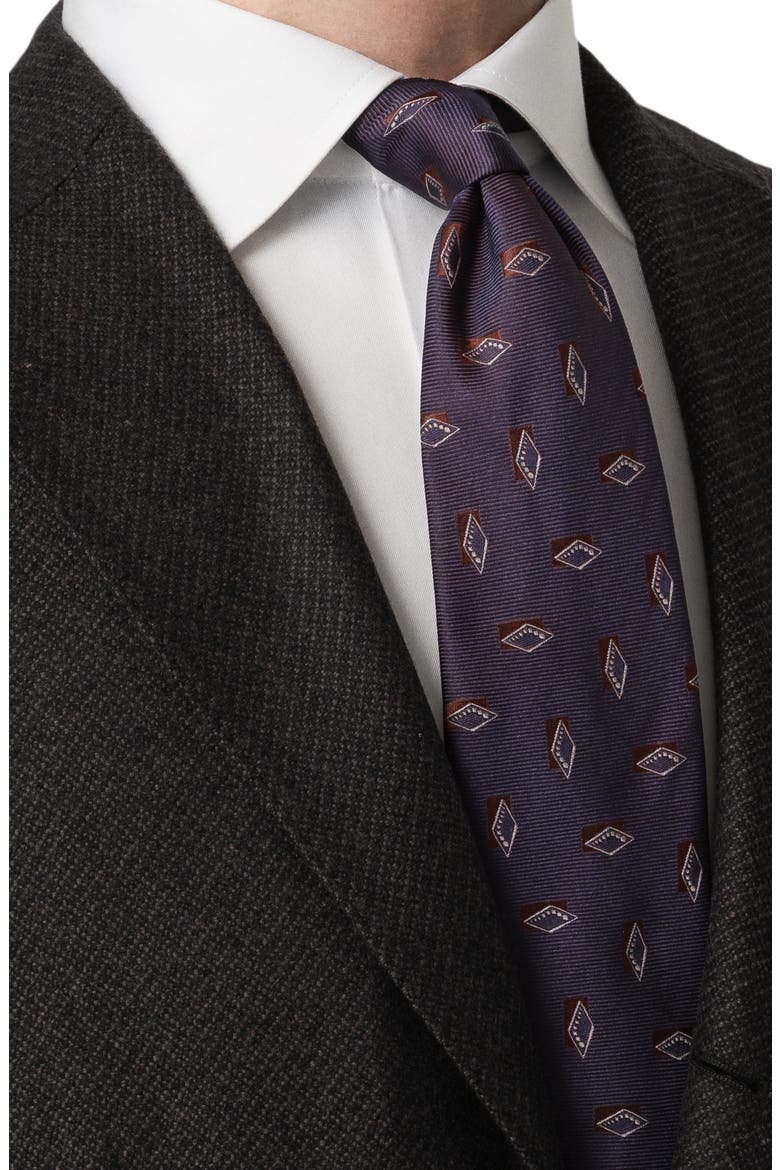 Diamond Woven Silk Tie, Alternate, color, DARK PURPLE