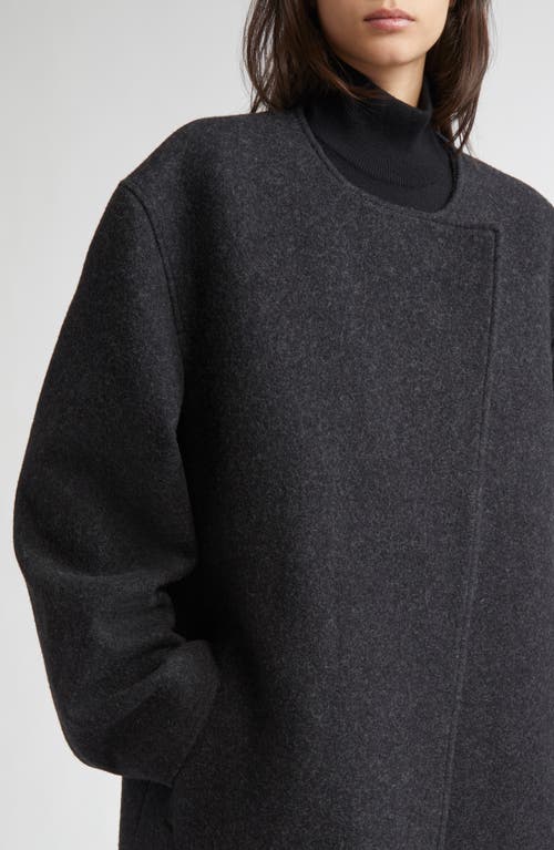 Totême Toteme Collarless Felted Wool Blend Coat In Black