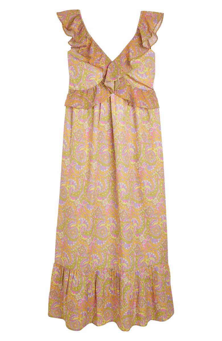 River Island Ruffle Paisley Sleeveless Maxi Dress, Alternate, color,