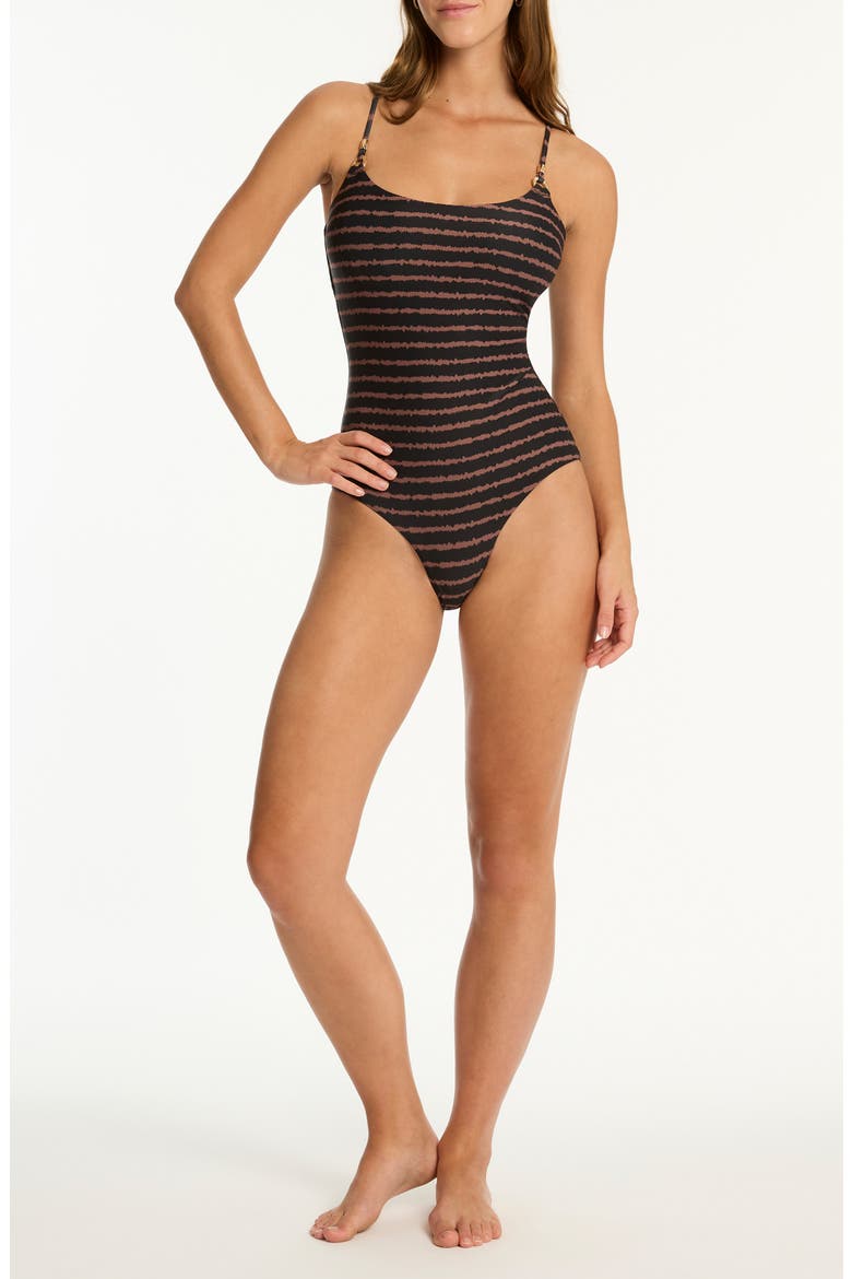 Riptide Scoop Neck One-Piece Swimsuit, Main, color, BLACK