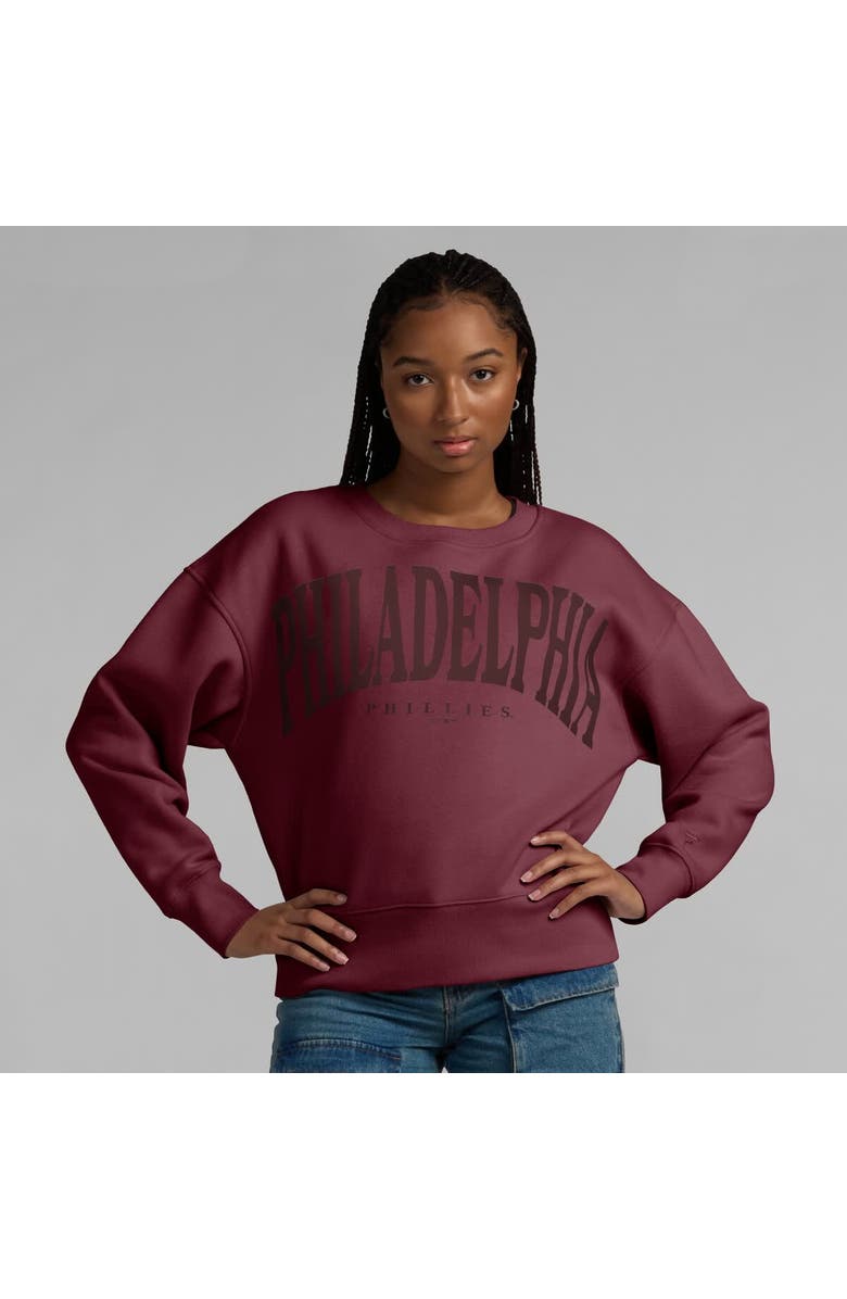 FANATICS Women's Fanatics Burgundy Philadelphia Phillies Elements Flow Pullover Sweatshirt, Alternate, color, 