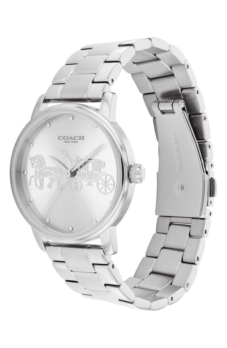 COACH Grand Quartz Bracelet Watch, 36mm, Alternate, color, Silver White