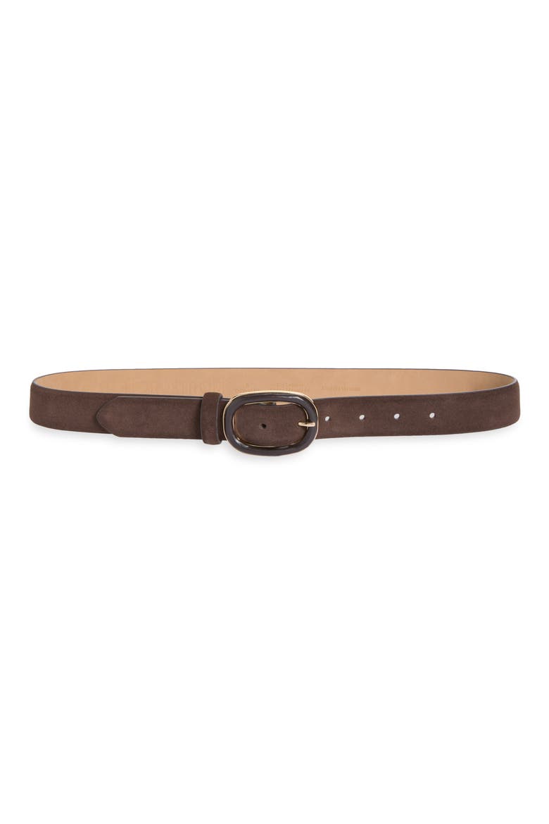 Cassidy Covered Buckle Suede Belt, Main, color, CHOCOLATE