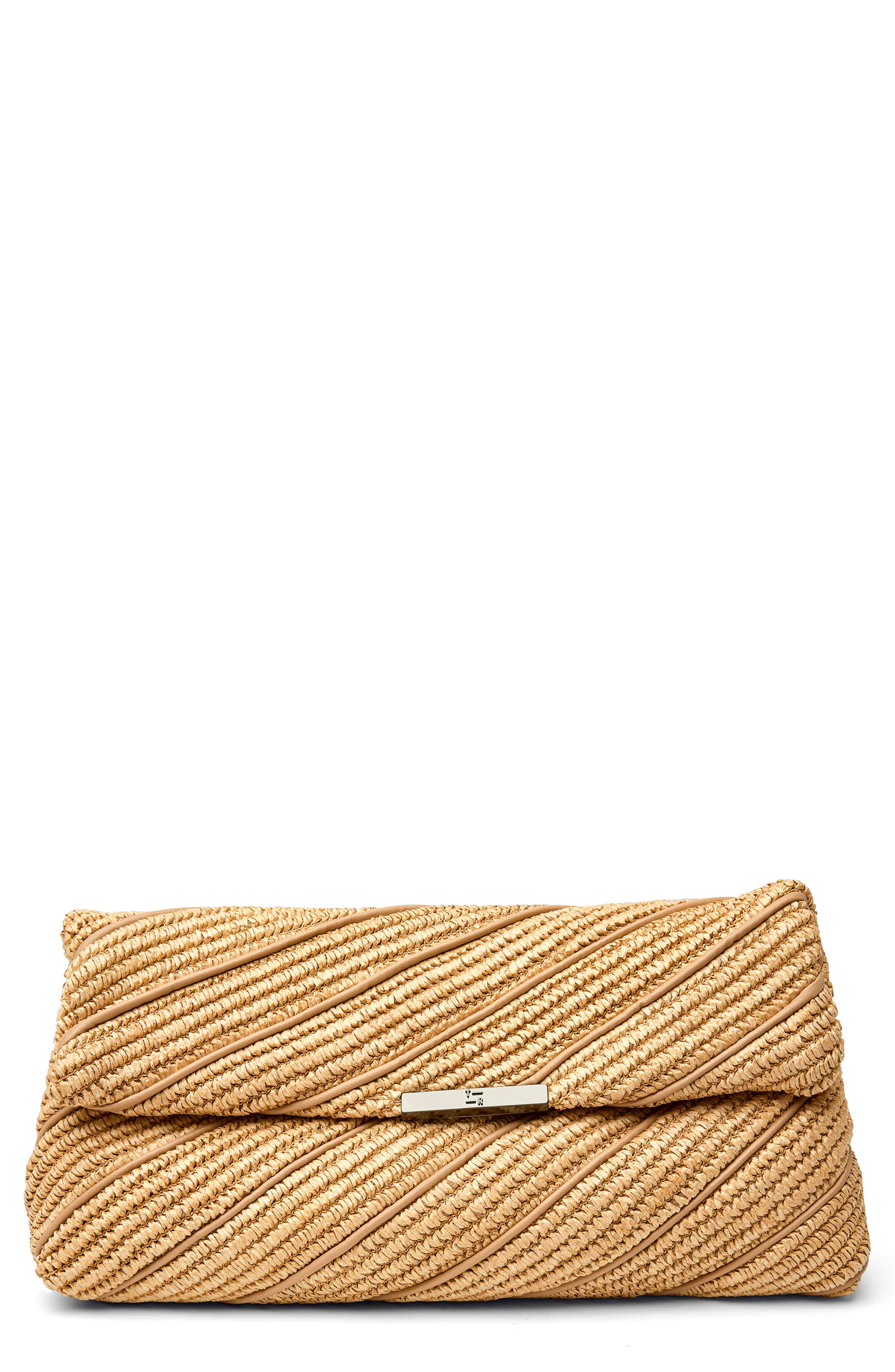 THINK ROYLN Embrace Clutch, Main, color, Beige/ Beige Luxe & Raffia