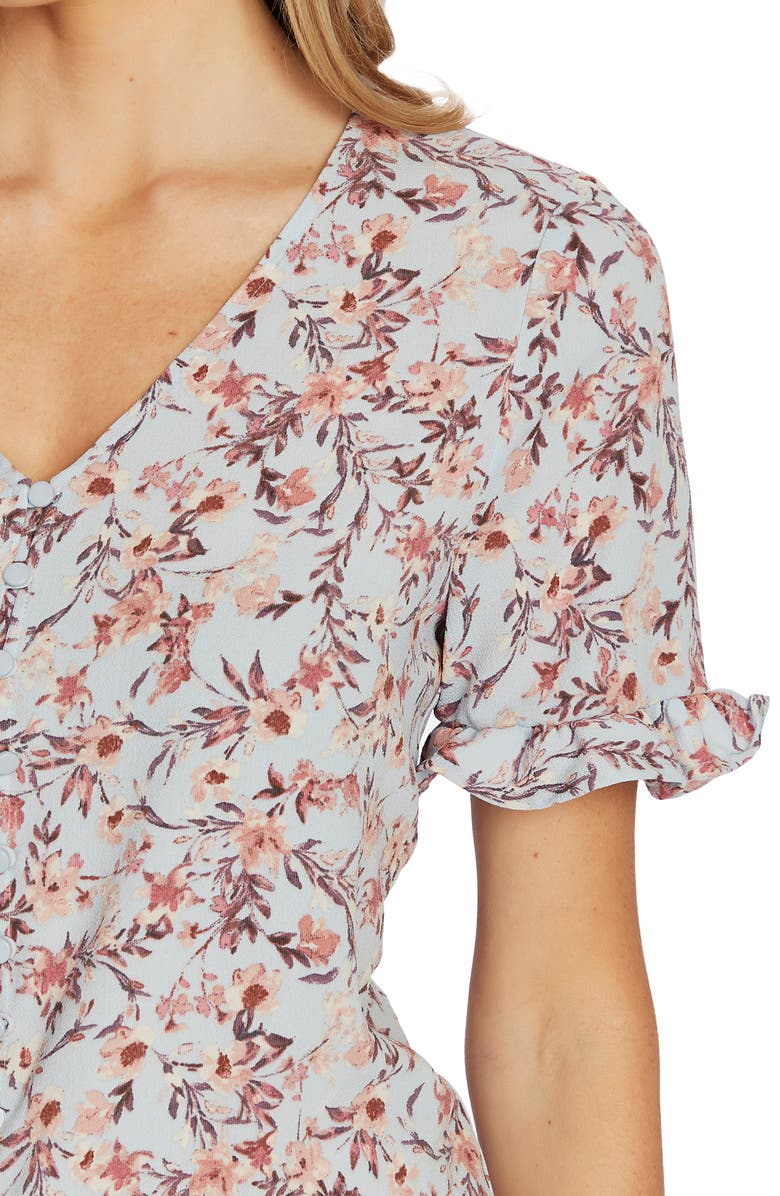 CeCe Botanical Charm Print Ruffle Sleeve Top, Alternate, color,