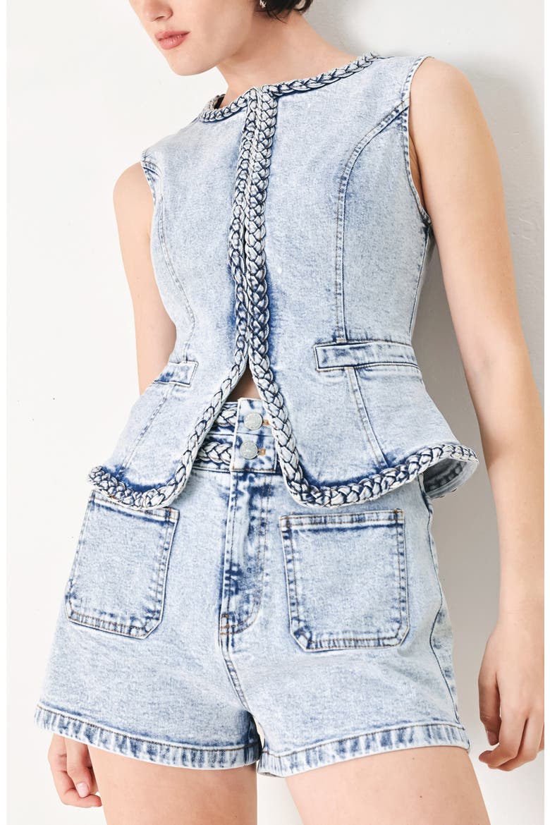 Washed Denim Vest, Alternate, color, ICE DENIM