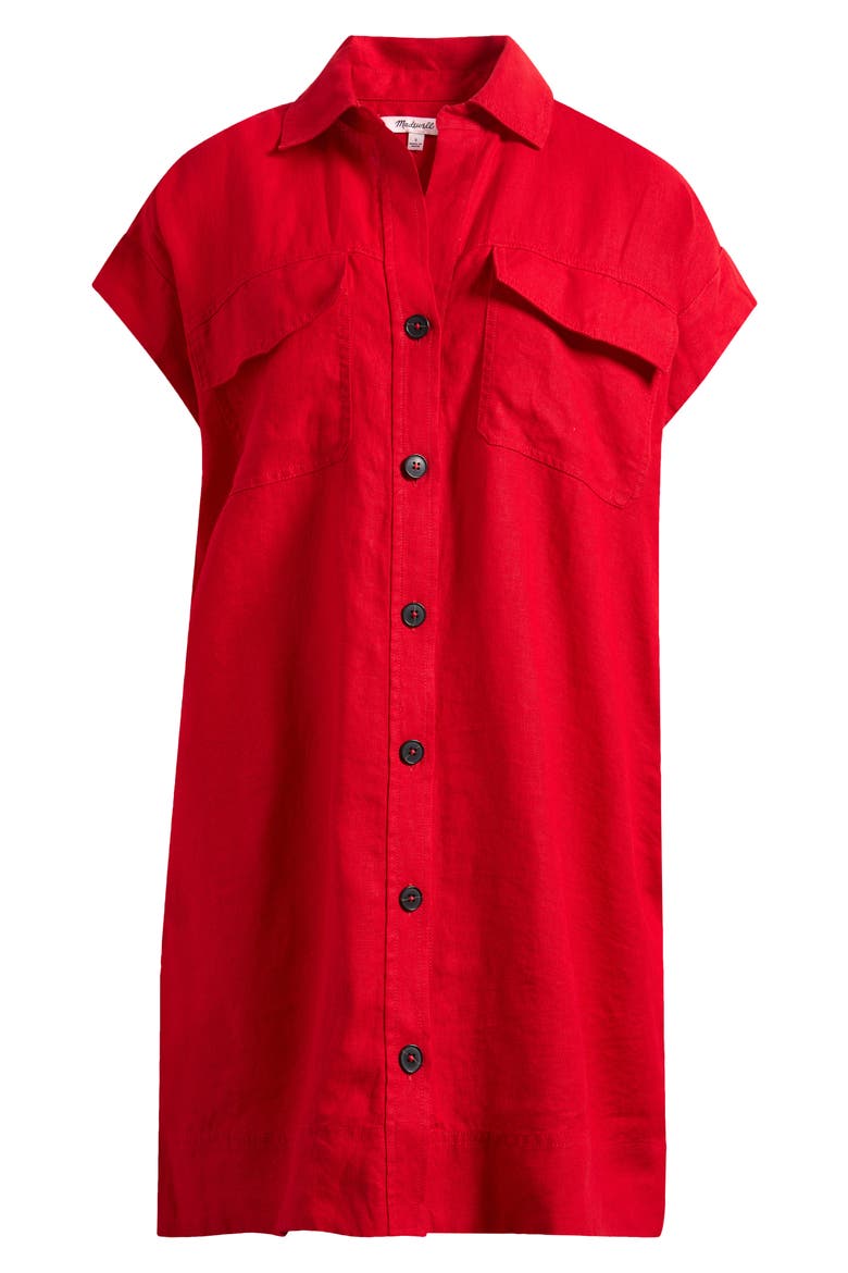 Linen Utility Shirtdress, Alternate, color, FESTIVAL RED