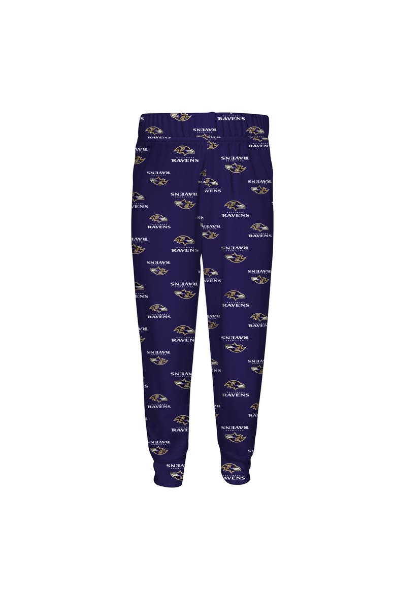 Youth Outerstuff Purple Baltimore Ravens All-Over-Print Long Sleeve T-Shirt and Pants Sleep Set, Alternate, color, Purple