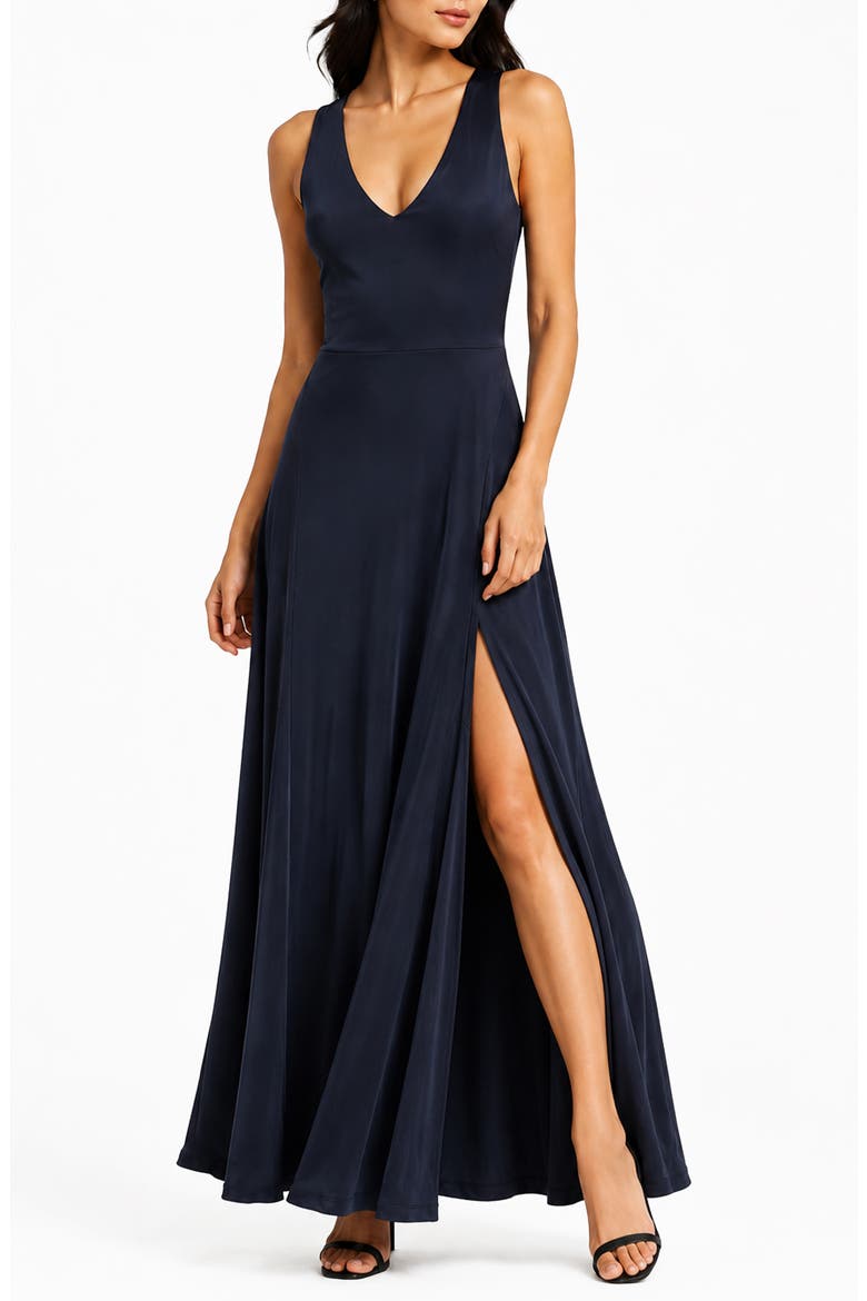 Geneva V-Neck Sleeveless Maxi Dress, Main, color, NAVY BLAZER