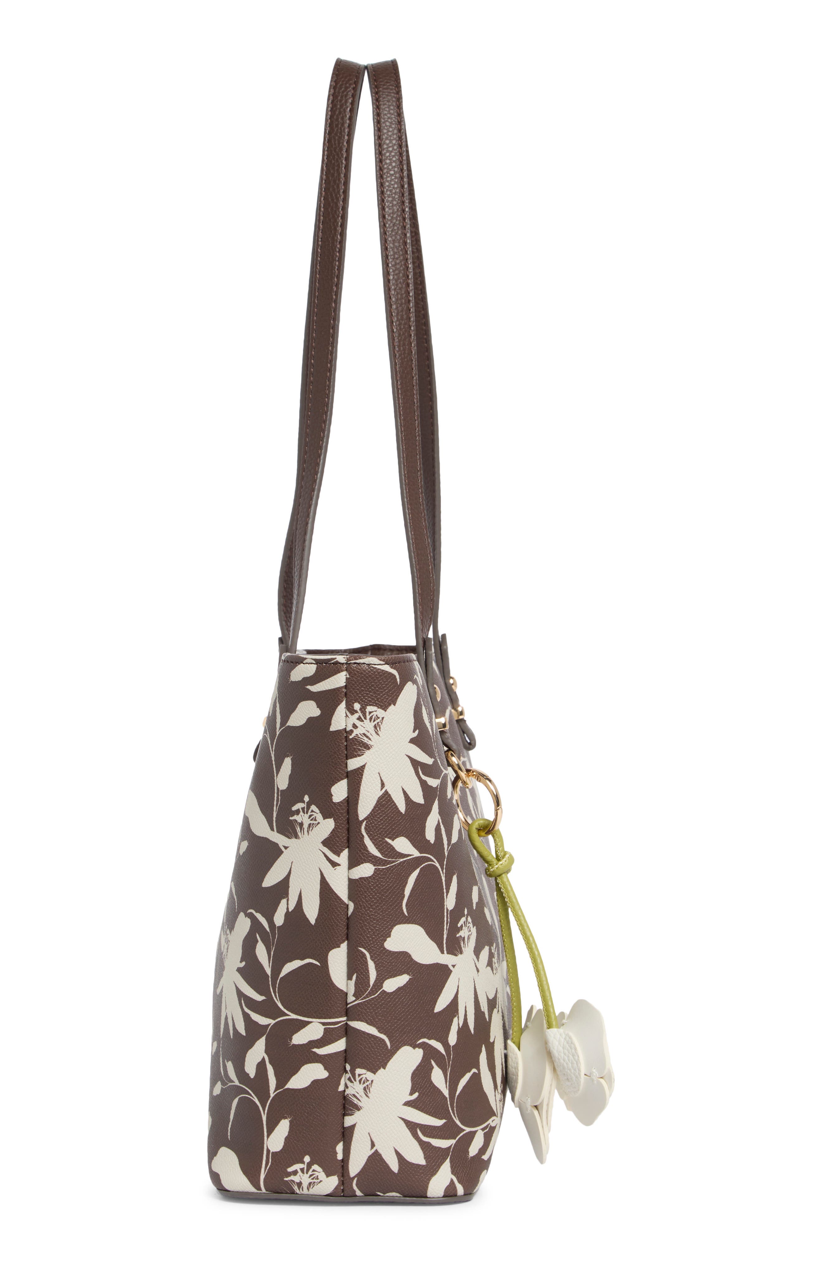 Nanette Lepore Faux Leather Tote with Removable Pouch, Alternate, color, Maple Fleur-Maple Gingham