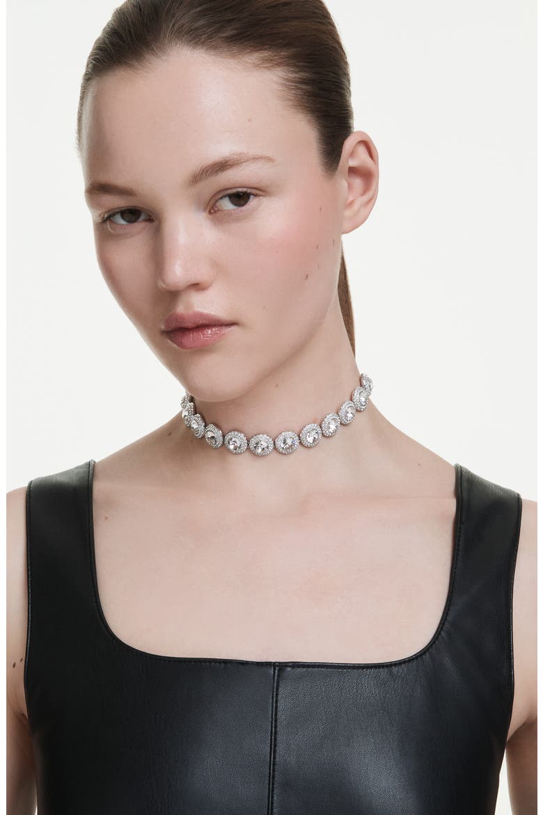 Una Angelic Crystal Choker Necklace, Alternate, color, WHITE/ SILVER