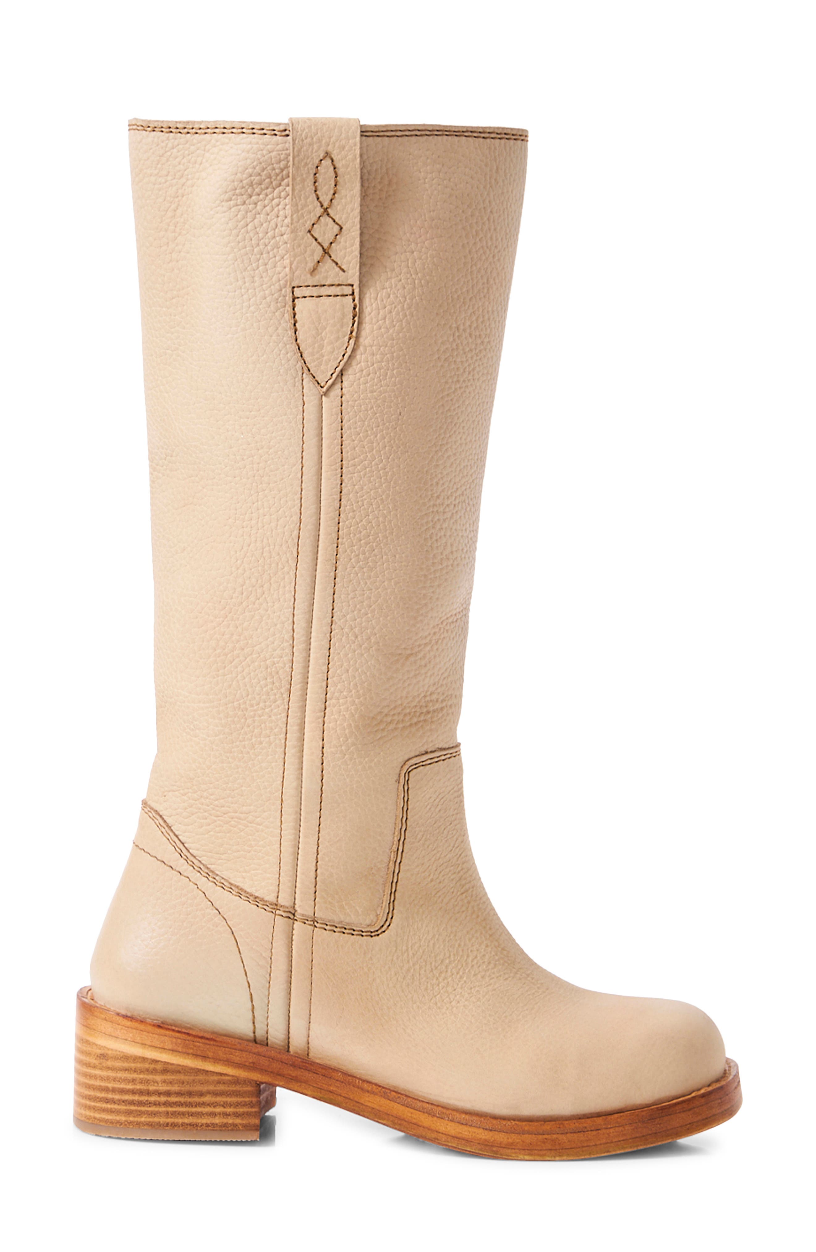 Blaze Block Heel Boot, Alternate, color, PARCHMENT LEATHER