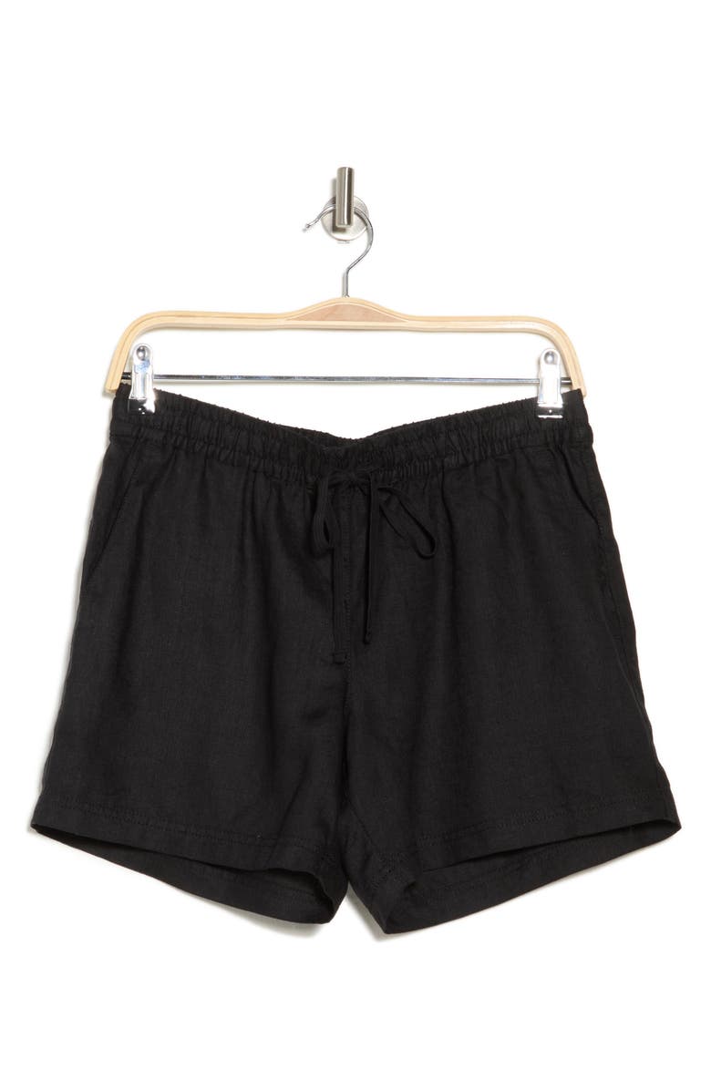 Tommy Bahama Two Palms Linen Drawstring Shorts, Alternate, color, Black