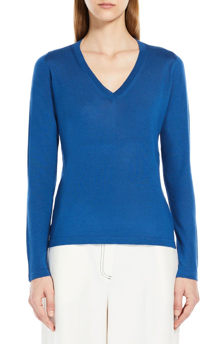 Max Mara Leisure Cavour V-Neck Virgin Wool Sweater, Main, color, 