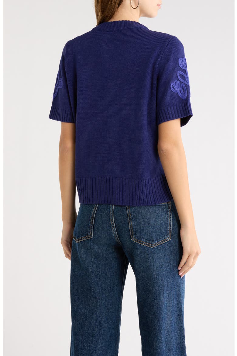 Winsley Floral Embroidered Sweater, Alternate, color, NAVY