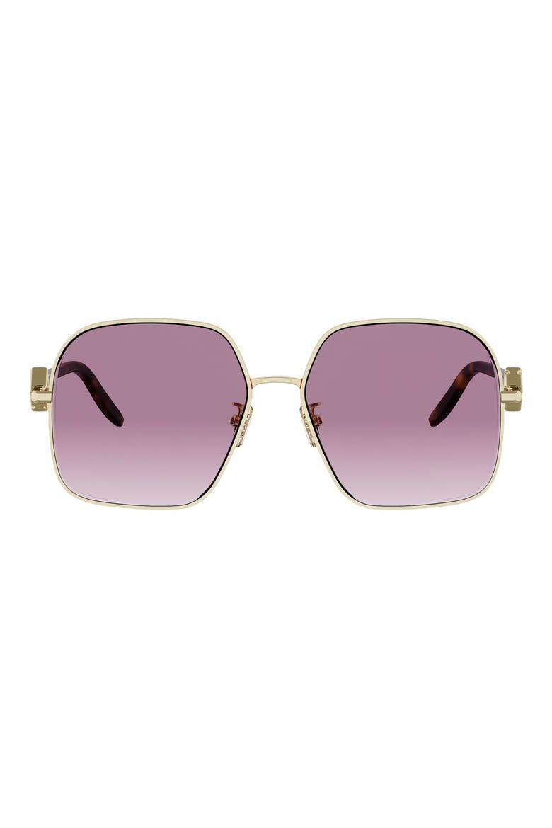FF Diamonds 58mm Gradient Square Sunglasses, Main, color, SHINY ENDURA GOLD / BORDEAUX