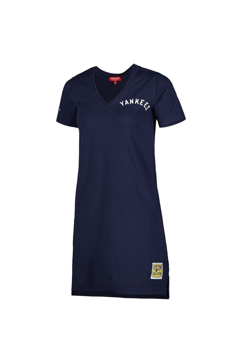 Women's Mitchell & Ness  Navy New York Yankees Cooperstown Collection V-Neck Dress, Alternate, color, Navy
