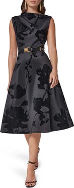 Donna Karan New York Floral Print A-Line Dress