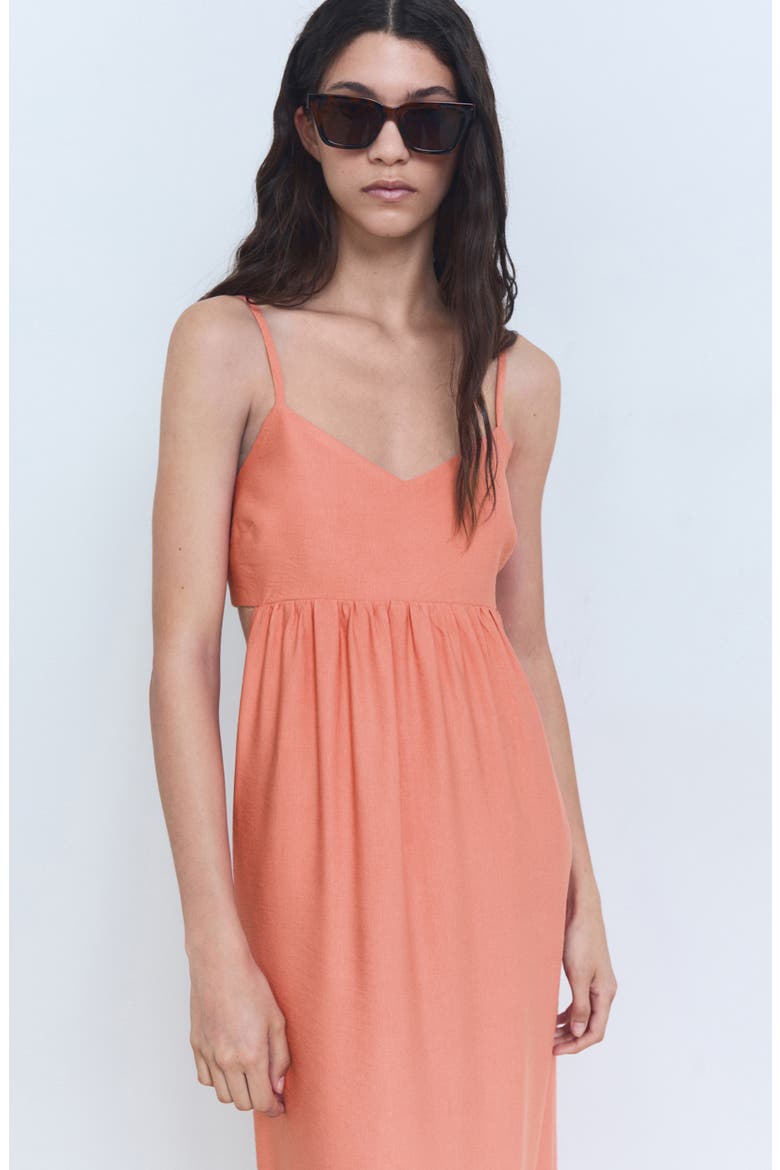 Cutout Midi Dress, Alternate, color, CORAL RED