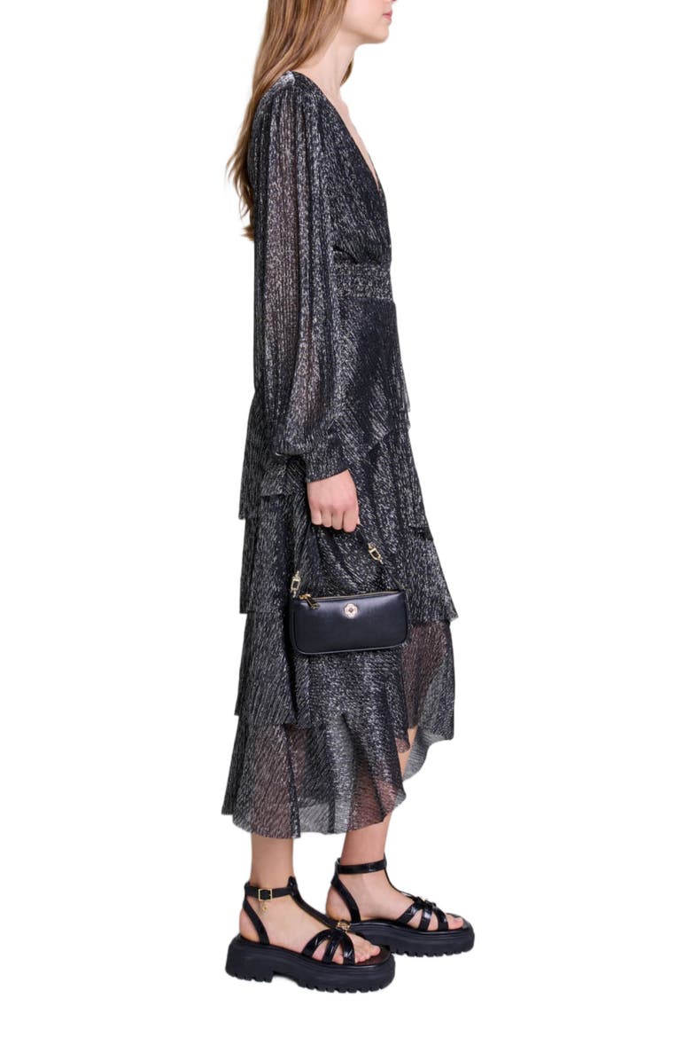 maje Ruffled dress, Alternate, color, 