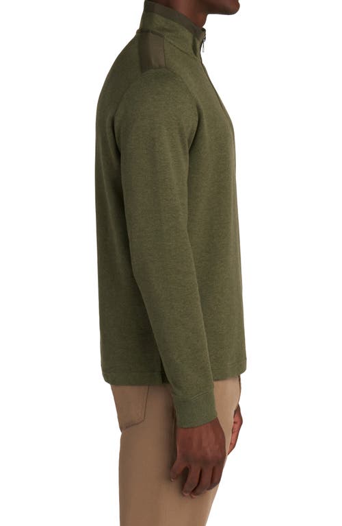 Bugatchi Cotton Blend Quarter Zip Sweater In Green