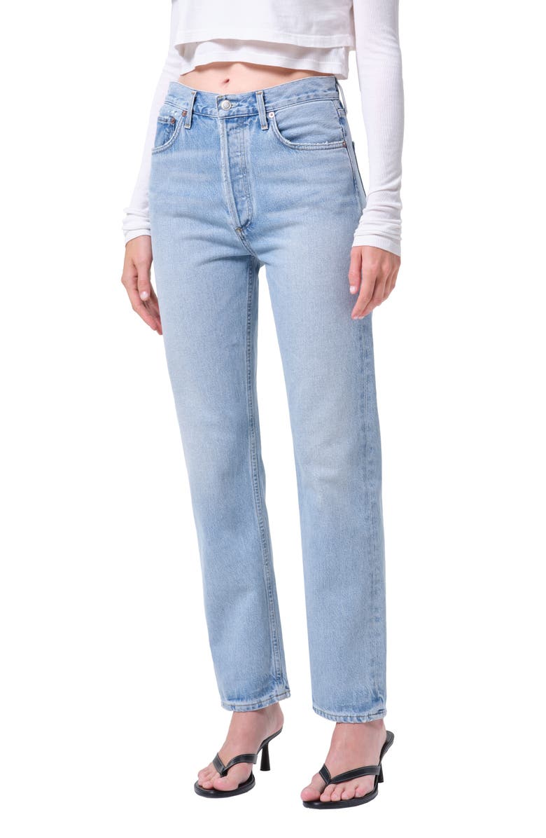 AGOLDE '90s Pinch Waist High Waist Straight Leg Jeans, Alternate, color, Addition Medium Indigo