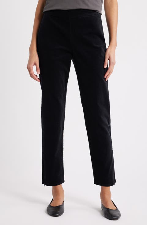 Zip Hem Slim Fit Stretch Organic Cotton Ankle Pants