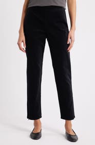 Eileen Fisher Zip Hem Slim Fit Stretch Organic Cotton Ankle Pants