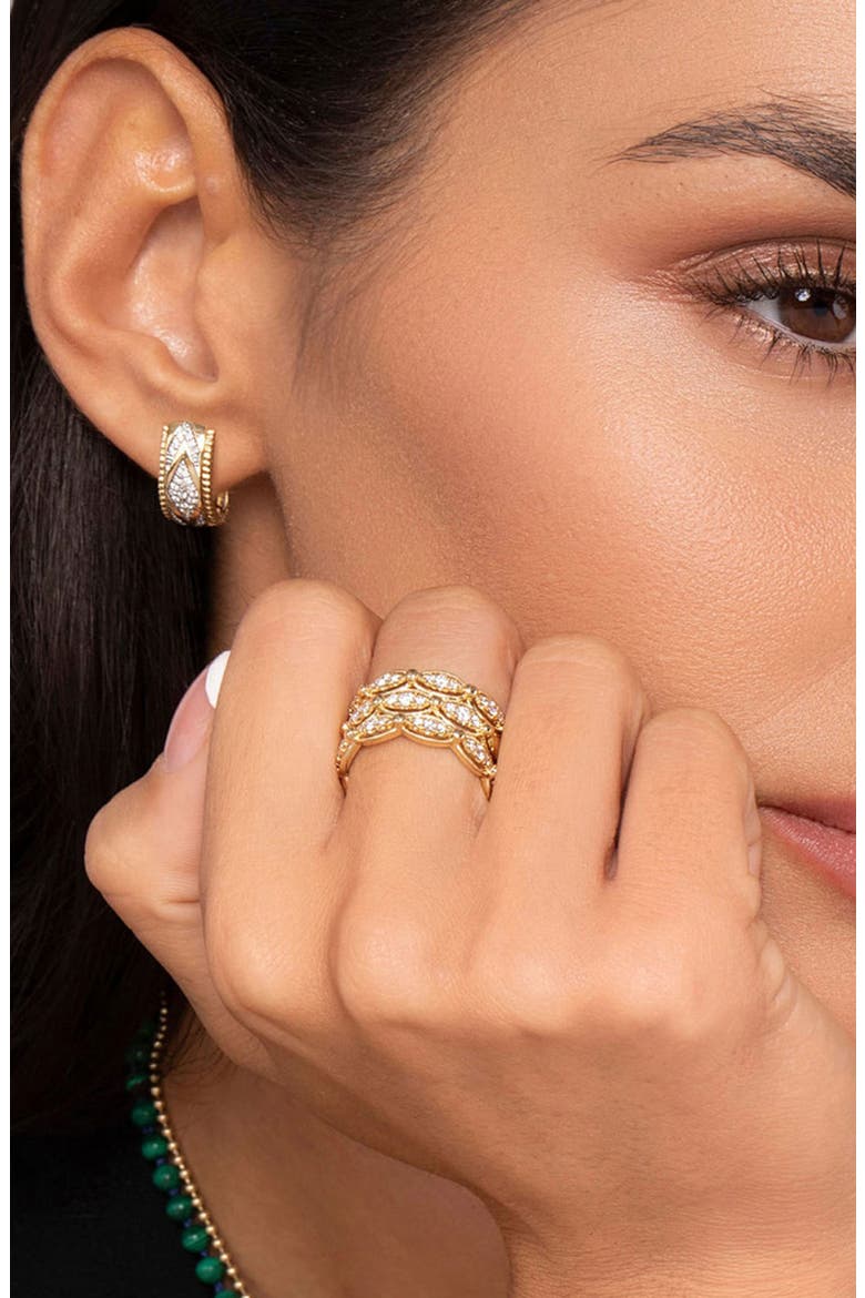 Bujukan Diamond Chevron Hoop Earrings, Alternate, color, GOLD