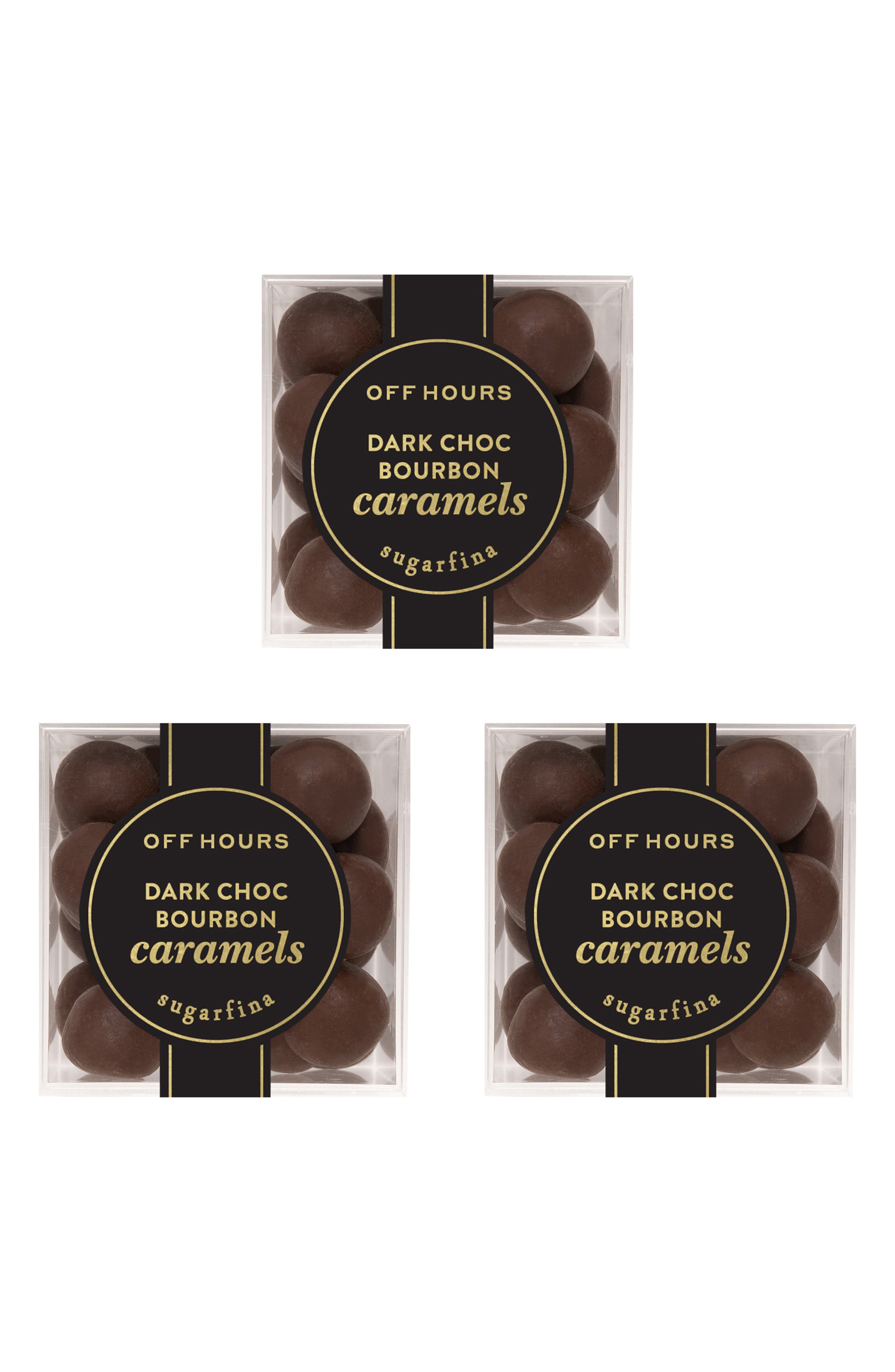 sugarfina Dark Chocolate Bourbon Caramels Set of 3 Candy Cubes