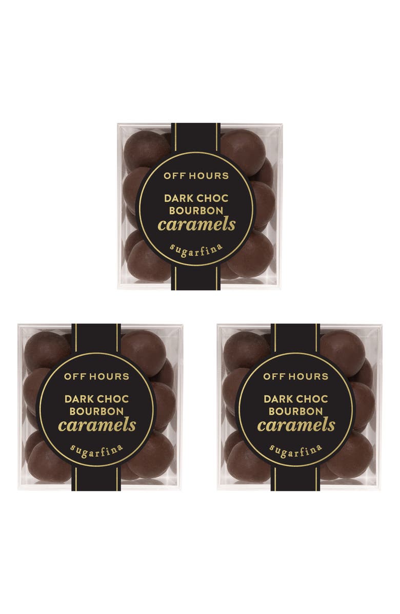 sugarfina Dark Chocolate Bourbon Caramels Set of 3 Candy Cubes, Main, color,