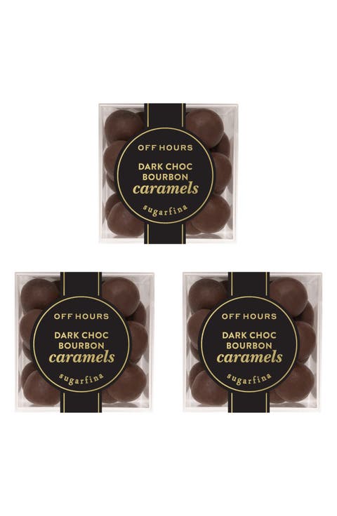 Dark Chocolate Bourbon Caramels Set of 3 Candy Cubes